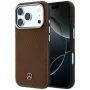 Mercedes Mer008905 capa para iPhone 18 Pro / 17 Pro, Leather Semi Wrap Wood Effect, MagSafe, camel
