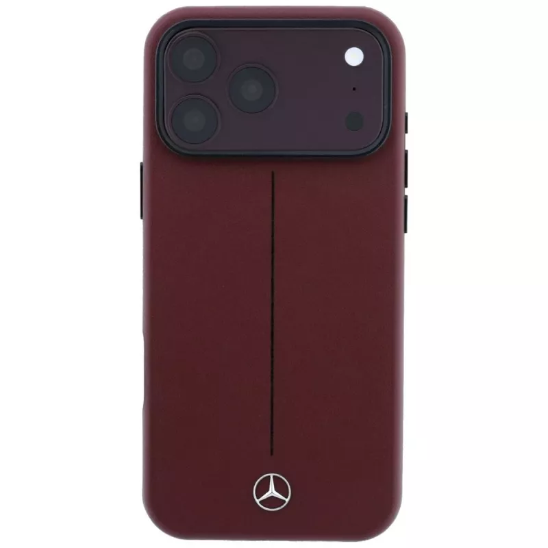 Mercedes Mer008834 Leather Semi Wrap Iconic Line capa MagSafe para iPhone 18 Pro / 17 Pro, bordô