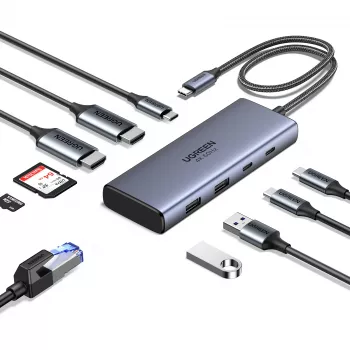 Ugreen CM498 hub USB, 1x USB-C PD, 2x USB-C, 2x USB-A 3.2 Gen2 (45379)