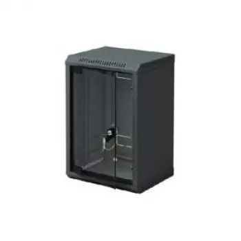 Triton RBA-09-AS3-BAX-C1 armário de parede de 10 polegadas, monobloco, 9U, 300 mm, porta de vidro, preto RAL 9005