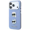 Karl Lagerfeld KF003247 capa Saffiano com Karl & Choupette Heads Pins & Logo para iPhone 18 Pro / 17 Pro, azul-claro