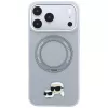 Capa Karl Lagerfeld KF003229 com anel de suporte 360 Karl & Choupette Heads Pin MagSafe para iPhone 18 Pro / 17 Pro, cinzenta