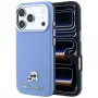 Capa traseira Karl Lagerfeld KLHMP18L6PSKCHLB PU Grained Semi Wrap K&CH Heads MagSafe para iPhone 17 Pro / 18 Pro, azul