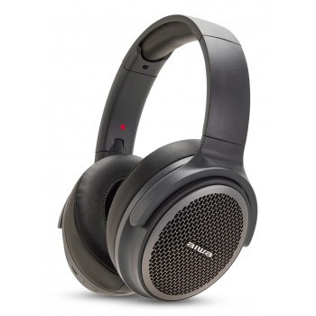 Aiwa HST-250BT auscultadores sem fios, cinzentos, com microfone, 3,5 mm, Bluetooth 5.0