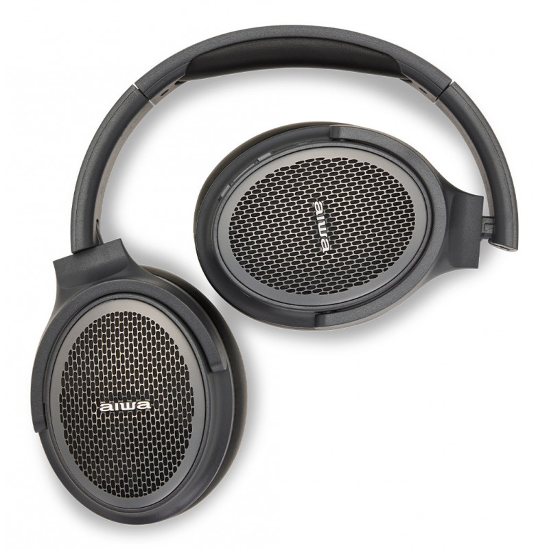 Aiwa HST-250BT auscultadores sem fios, cinzentos, com microfone, 3,5 mm, Bluetooth 5.0
