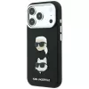 Karl Lagerfeld KF003249 Saffiano with Karl & Choupette Heads Pins & Logo capa para iPhone 18 Pro / 17 Pro, preta