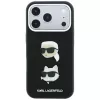 Karl Lagerfeld KF003249 Saffiano with Karl & Choupette Heads Pins & Logo capa para iPhone 18 Pro / 17 Pro, preta
