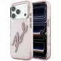Karl Lagerfeld KF003384 IML Big Signature Resin Metal Frame capa para iPhone 18 Pro Max / 17 Pro Max, rosa