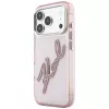 Karl Lagerfeld KF003384 IML Big Signature Resin Metal Frame capa para iPhone 18 Pro Max / 17 Pro Max, rosa
