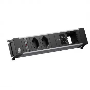 Bachmann POWER FRAME M régua de tomadas de encastrar, 2x T13, 1x USB C/C 65 W, 1x CM