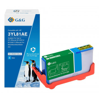 G&G cartucho de tinta XL compatível com HP 912XL 3YL81AE, ciano