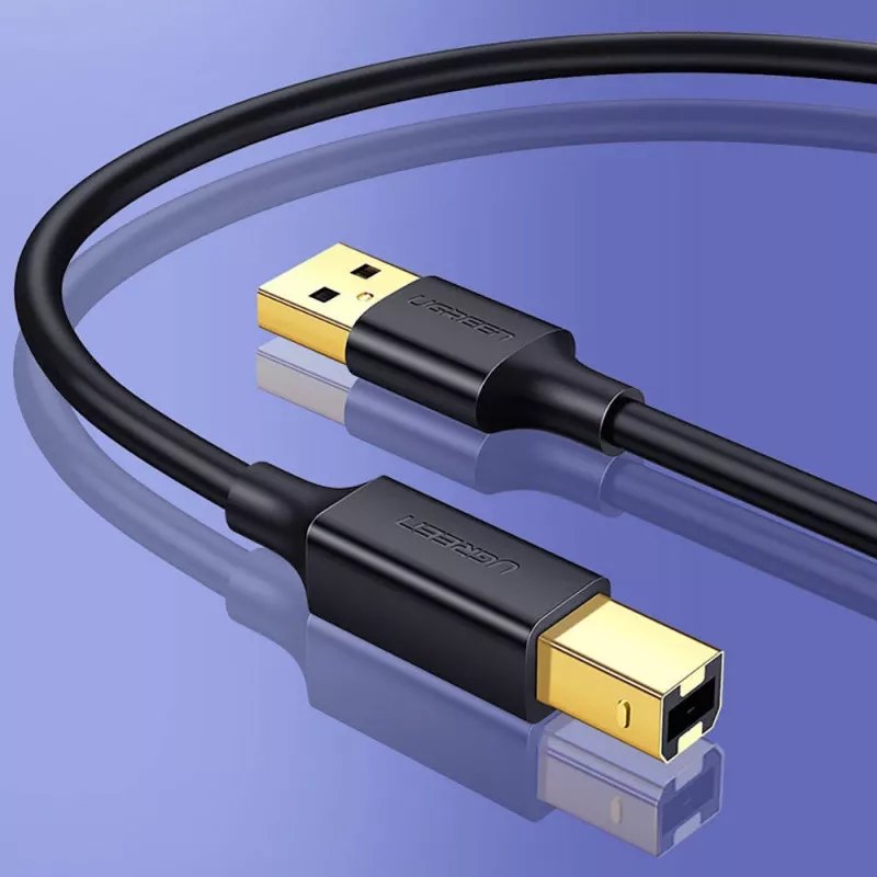 Ugreen US135 cabo USB 2.0 A-B para impressora, banhado a ouro, 1 m, preto