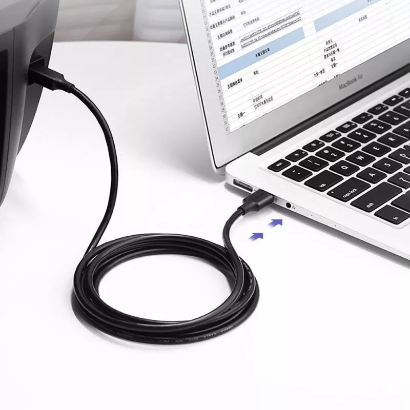 Ugreen US135 cabo USB 2.0 A-B para impressora, banhado a ouro, 1 m, preto