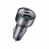 Joyroom JR-CCN19 carregador auto, 65 W, 2x USB-C + USB-A, cinzento escuro