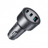 Joyroom JR-CCN19 carregador auto, 65 W, 2x USB-C + USB-A, cinzento escuro