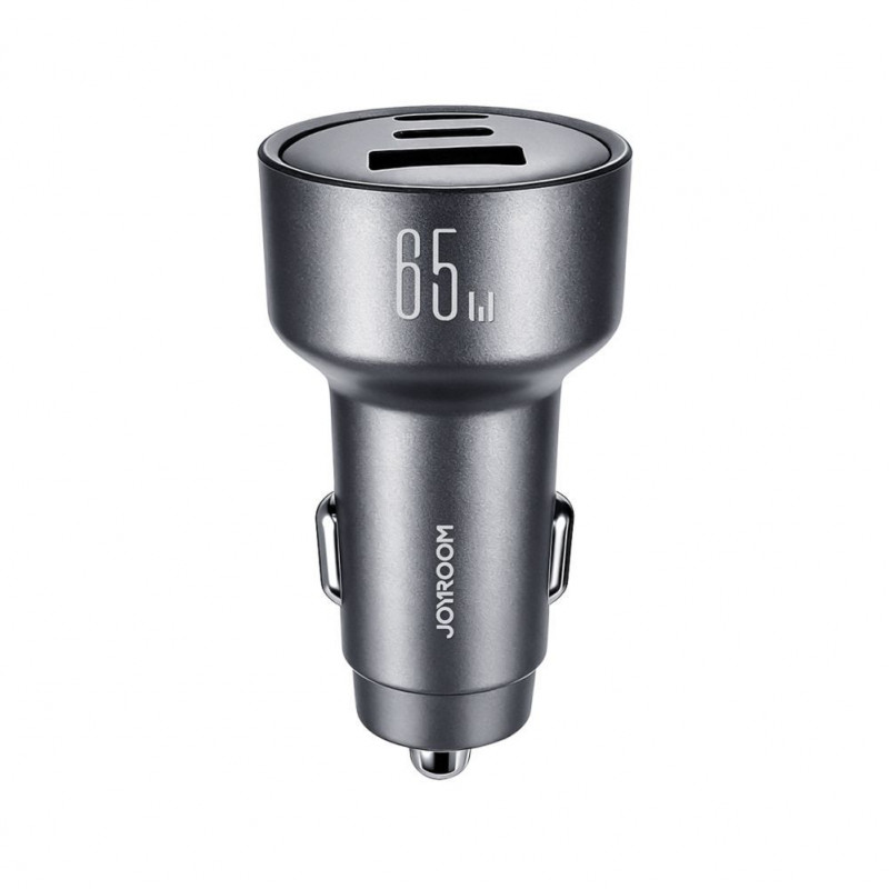 Joyroom JR-CCN19 carregador auto, 65 W, 2x USB-C + USB-A, cinzento escuro