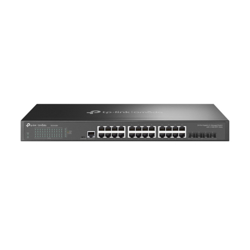 TP-Link SG3428X switch gerido L2+ de 24 portas 10/100/1000 Mbps, 4 portas SFP+, montável em rack