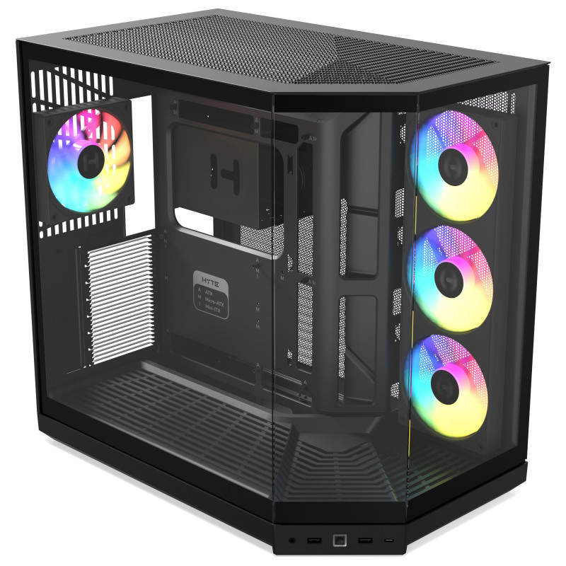 HYTE Y50 Pitch Black caixa de computador, vidro temperado x 3