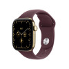 Apple Watch Series 12 GPS + Cellular 42 mm, caixa de titânio dourado radiante, bracelete desportiva bordeaux, M/L