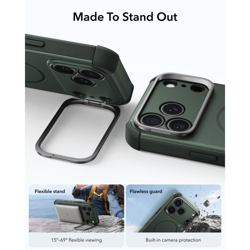 ESR Cyber Tough Kickstand MagSafe capa para Apple iPhone 17 Pro / 18 Pro, verde