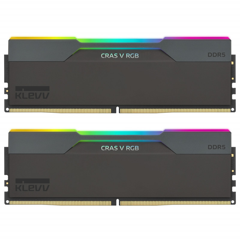 Kit de memória Klevv Cras V RGB KD5AGUA80-64B300G DDR5-6400 CL30 de 32 GB (2 x 16 GB), preto