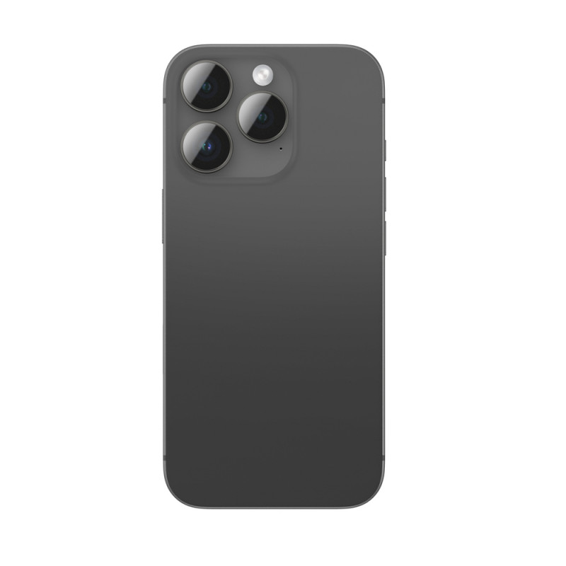 AmazingThing AR Aluminum 3 Lens Glass protetor de lentes da câmara com moldura para iPhone 16 Pro / 16 Pro Max, preto