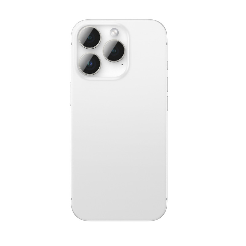AmazingThing AR Aluminum 3 Lens Glass protetor de lentes da câmara com moldura para iPhone 16 Pro / 16 Pro Max, prateado