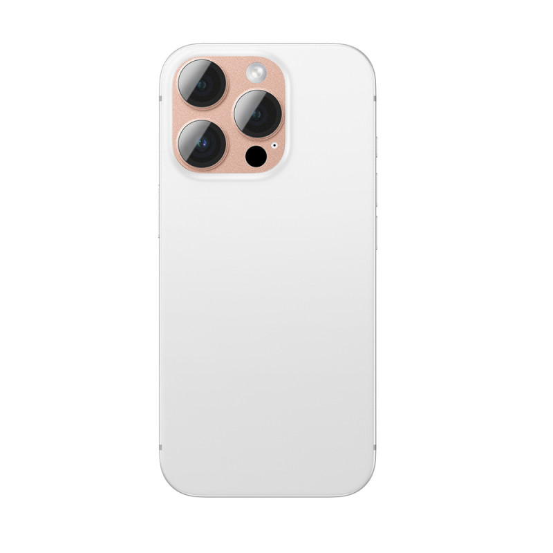 AmazingThing Aviation-Grade Alloy protetor de vidro temperado para lentes da câmara do iPhone 16 Pro / 16 Pro Max, ouro rosa