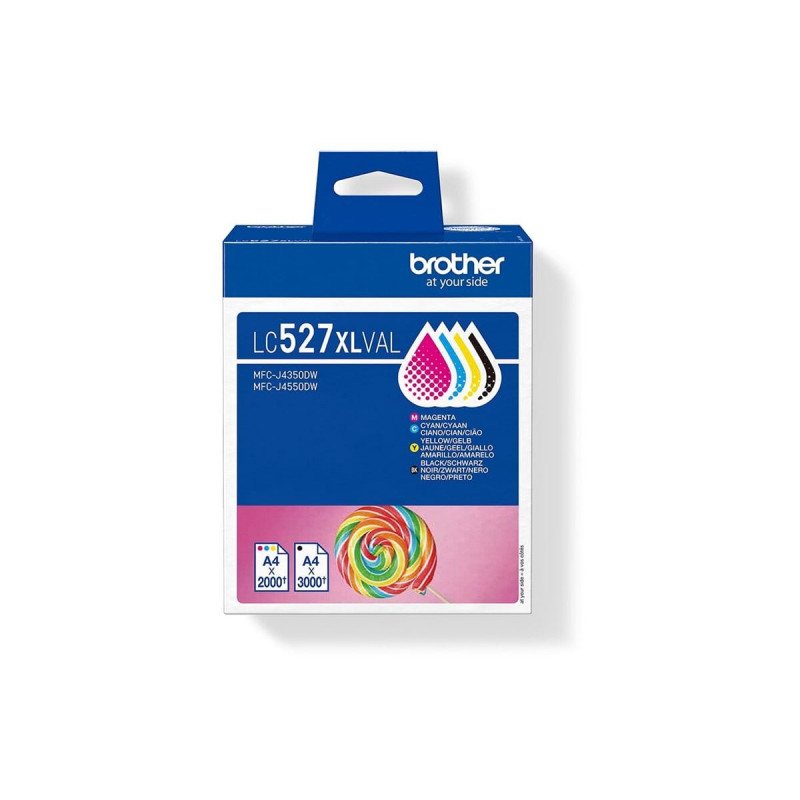 Brother LC527XLVAL value pack de cartuchos de tinta (4 un.), alto rendimento, preto, amarelo, ciano, magenta