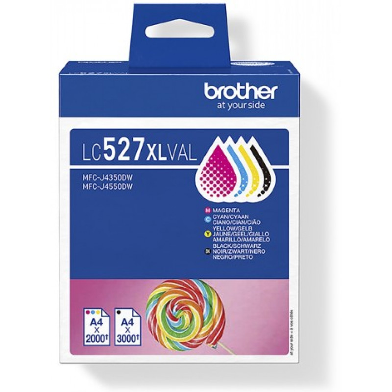 Brother LC527XLVAL value pack de cartuchos de tinta (4 un.), alto rendimento, preto, amarelo, ciano, magenta