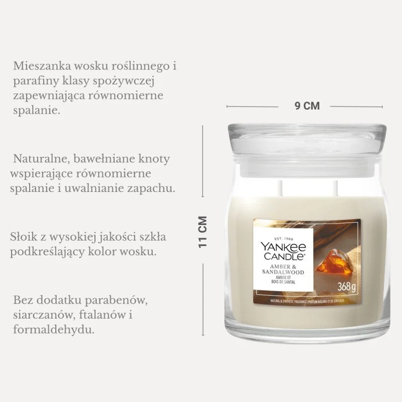 Yankee Candle YC Signature Amber & Sandalwood vela média