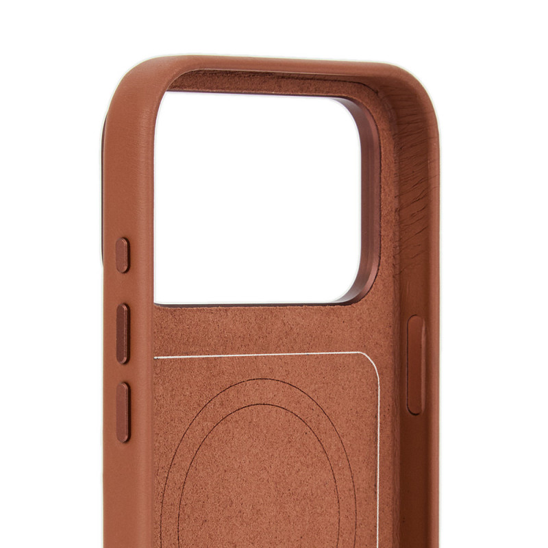 Mujjo Troubadour capa modular de pele para Apple iPhone 18 Pro / 17 Pro, MagSafe, castanho-claro