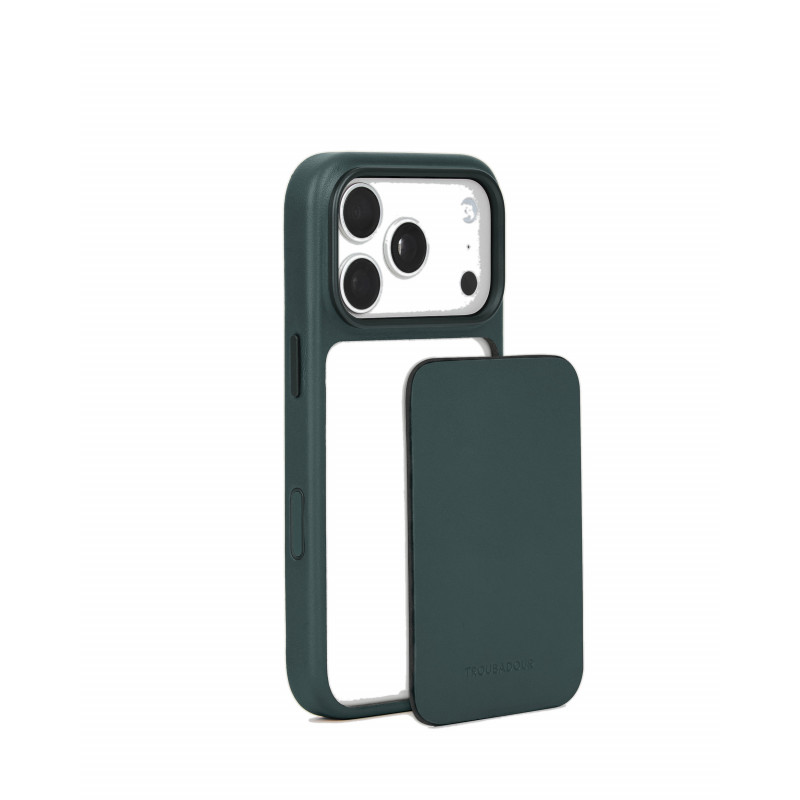 Mujjo Troubadour capa modular de pele para Apple iPhone 18 Pro / 17 Pro, MagSafe, verde obsidiana