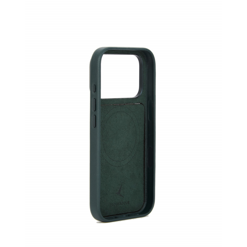 Mujjo Troubadour capa modular de pele para Apple iPhone 18 Pro / 17 Pro, MagSafe, verde obsidiana