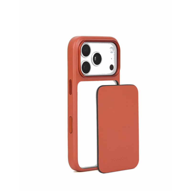 Mujjo Troubadour capa modular de pele para Apple iPhone 18 Pro / 17 Pro, MagSafe, terracota