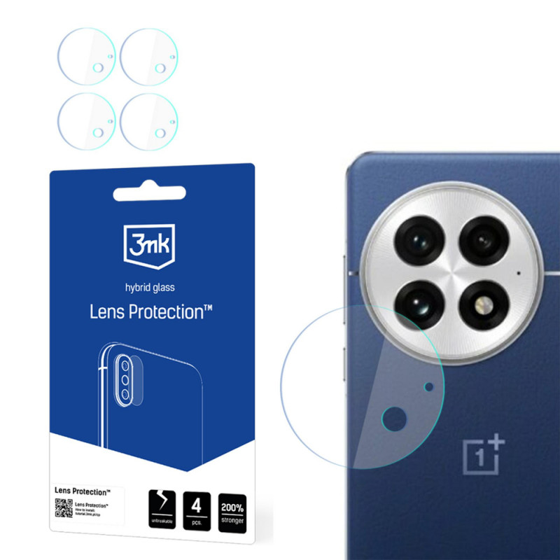 3MK Lens Protection vidro híbrido para a lente da câmara OnePlus 13 (4 un.)