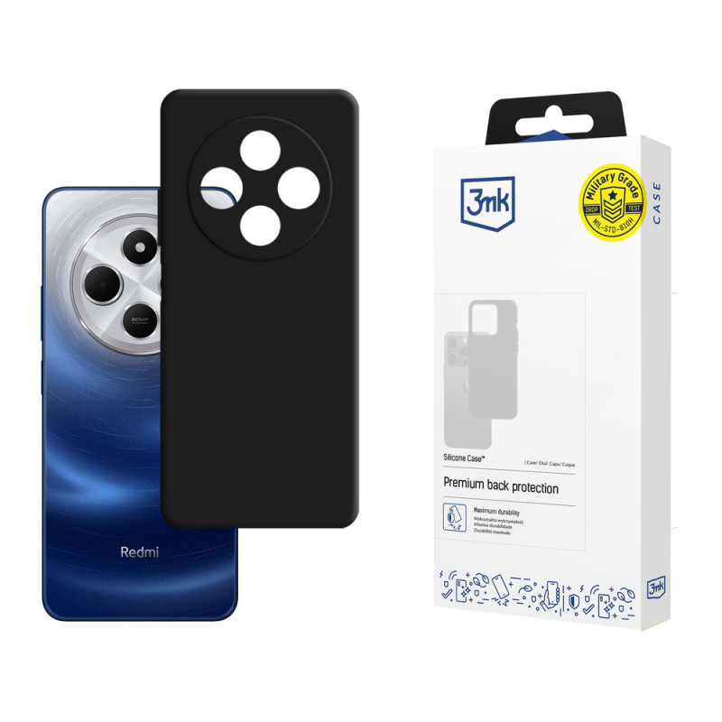 3MK Silicone Case capa de silicone para smartphone Xiaomi Redmi 14C / Redmi A4 5G, preta