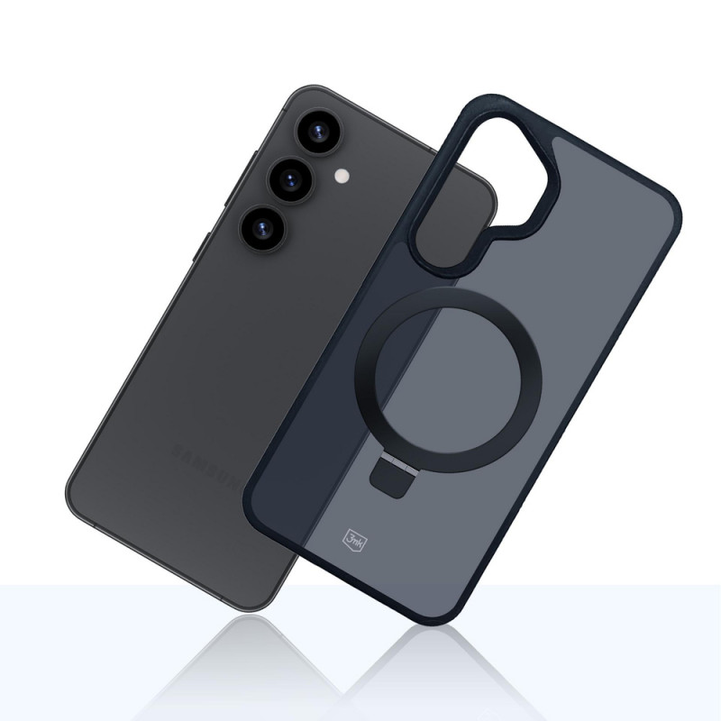 3MK Smoke Case Mag&Stand capa para smartphone Samsung Galaxy S25+, preta