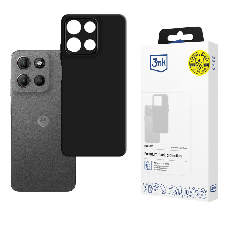 3MK Matt Case capa para Motorola Moto G15 / G15 Power, preta
