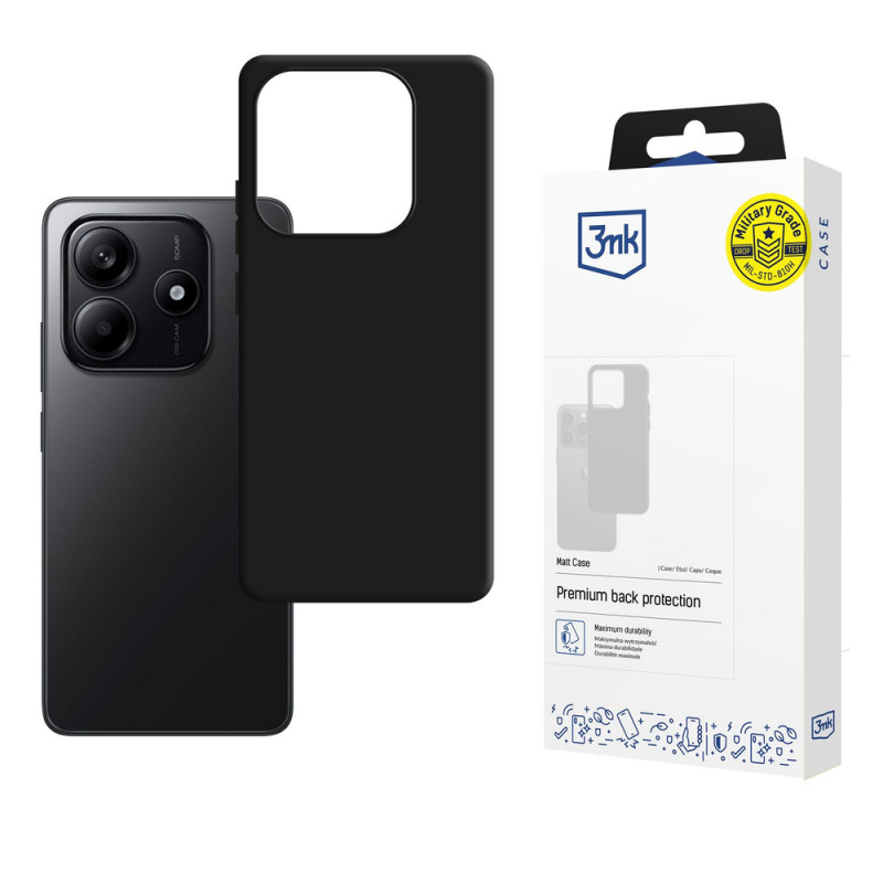 3MK Matt Case capa para Xiaomi Redmi Note 14 4G, preto mate