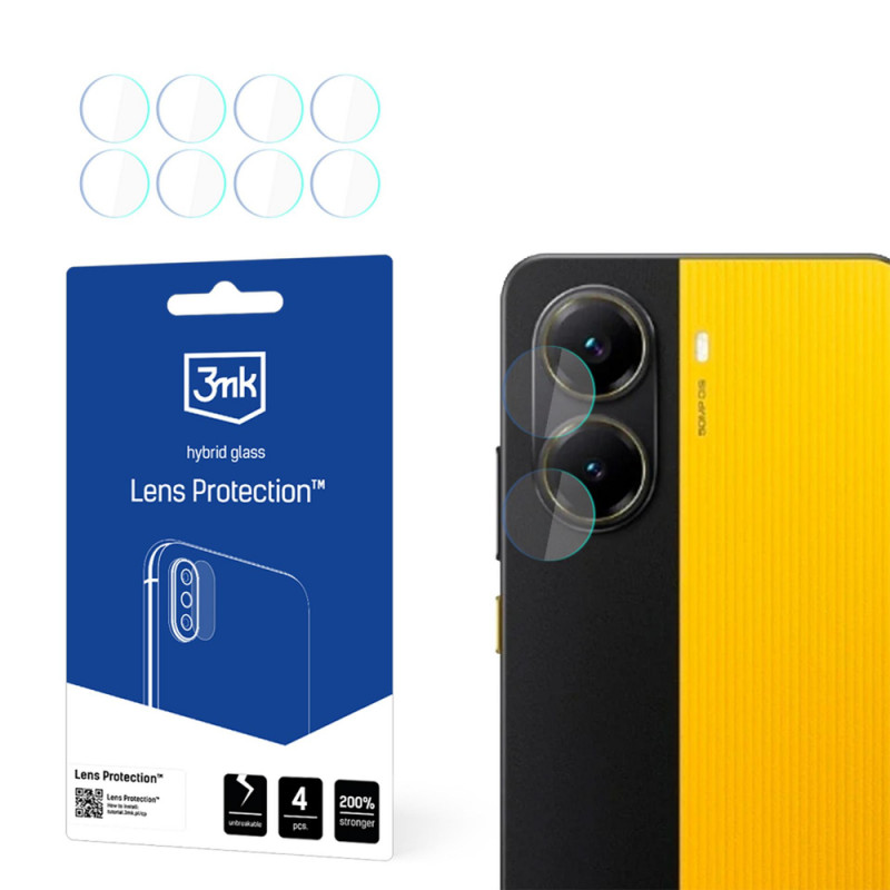 3MK Lens Protection vidro híbrido para lente da câmara POCO X7 Pro (4 unidades)