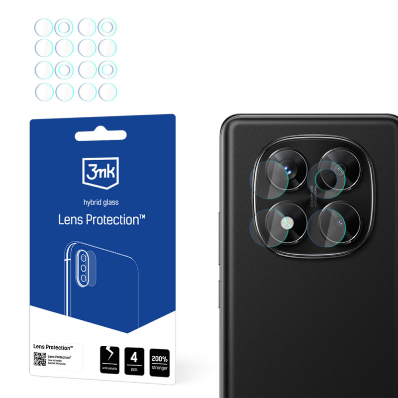 3MK Lens Protection vidro híbrido para a lente da câmara do Xiaomi Redmi Note 14 Pro 4G (4 un.)
