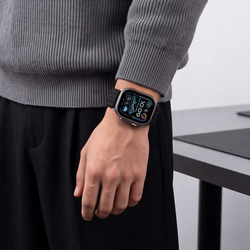 Tech-Protect Nylon Sport bracelete para Apple Watch 44/45/46/49 mm, preta