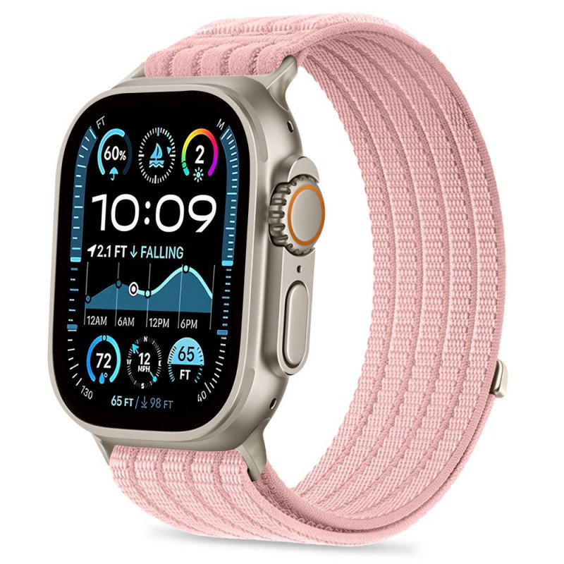 Tech-Protect Nylon Sport bracelete para Apple Watch 44/45/46/49 mm, rosa claro