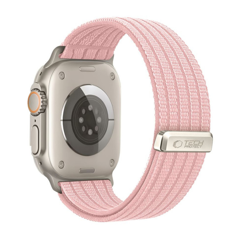 Tech-Protect Nylon Sport bracelete para Apple Watch 44/45/46/49 mm, rosa claro
