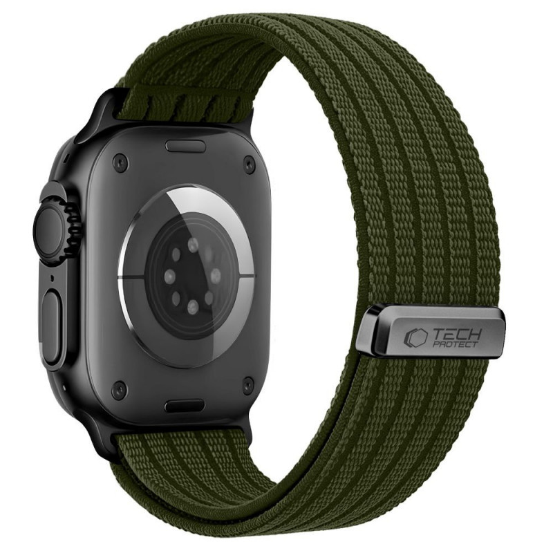 Tech-Protect Nylon Sport bracelete para Apple Watch 44/45/46/49 mm, verde-escura