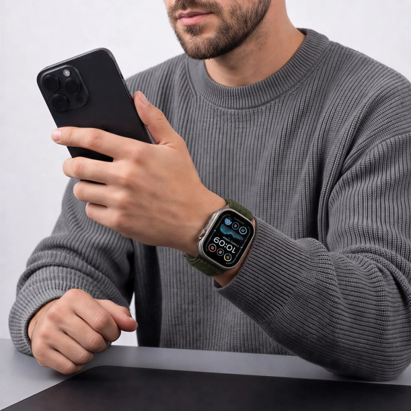 Tech-Protect Nylon Sport bracelete para Apple Watch 44/45/46/49 mm, verde-escura