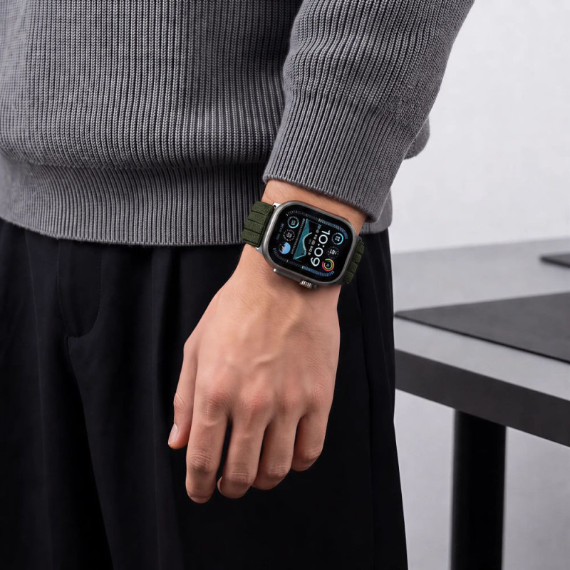 Tech-Protect Nylon Sport bracelete para Apple Watch 44/45/46/49 mm, verde-escura