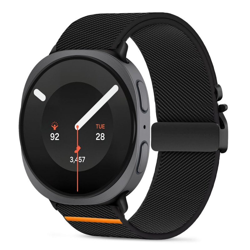Tech-Protect Nylon Clasp bracelete para relógio para Samsung Galaxy Watch 8 / 9 / Classic 40 / 44 / 46 mm, preta