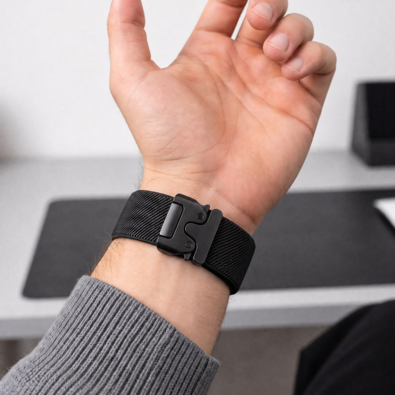 Tech-Protect Nylon Clasp bracelete para relógio para Samsung Galaxy Watch Ultra 1 / 2 2024-2026 47 mm, preta